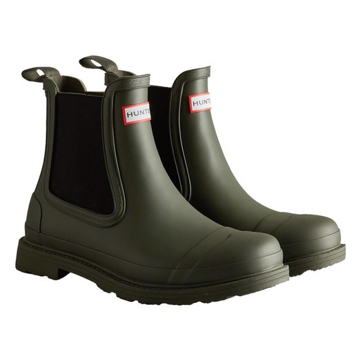 Hunter Commando Chelsea Boots Dark Olive Green