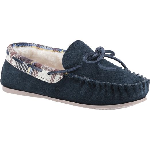 Ladies Cotswold Kilkenny Moccasin Slipper Navy
