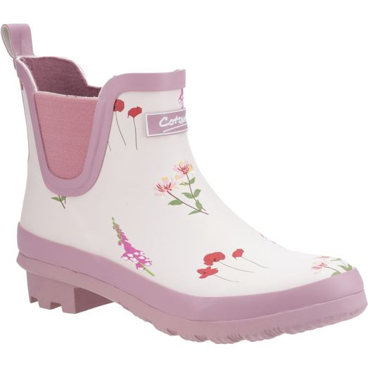 Ladies Cotswold Wildflower Ankle Wellingtons Pink
