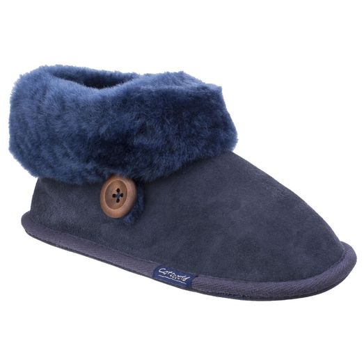 Ladies Cotswold Wotton Sheepskin Bootie Dark Blue