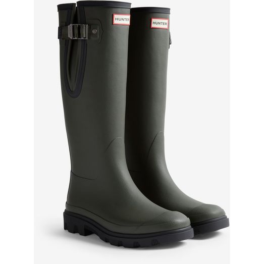 Ladies Hunter Downpour Adjustable Boot Dark Olive/Black