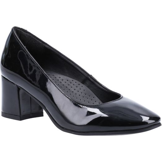 Ladies Hush Puppies Anna Patent Court Shoes Black