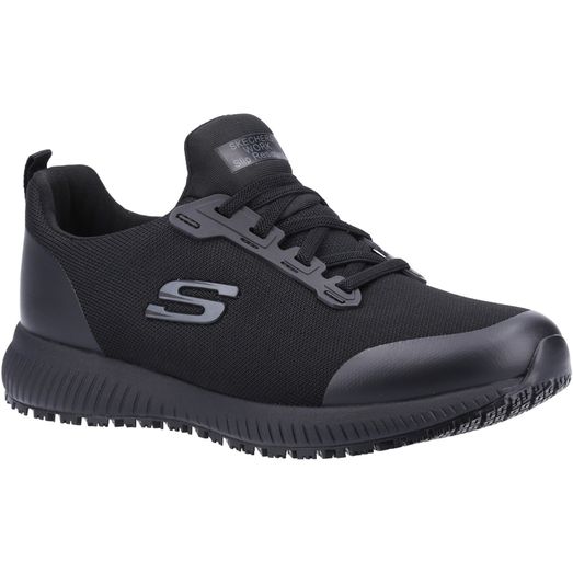 Ladies Skechers Workwear Squad Sr Wide Slip Resistant Occupational Shoe Black