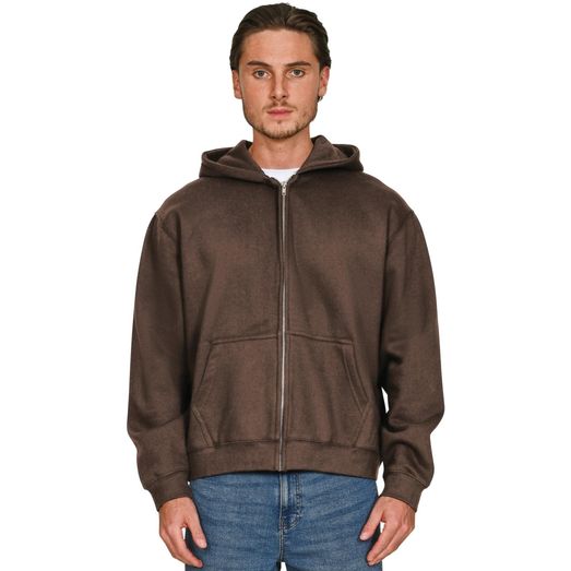 Casual Classics Premium Combed 330 Acid Wash Boxy Oversize Zip Hood - Acid Chocolate