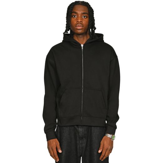 Casual Classics Premium Combed 330 Boxy Oversize Tall Zip Hood - Black