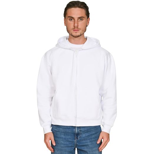 Casual Classics Premium Combed 330 Boxy Oversize Tall Zip Hood - White