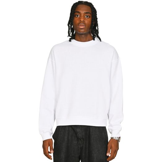 Casual Classics Premium Combed 330 Boxy Oversized Extended Neck Tall Sweatshirt - White