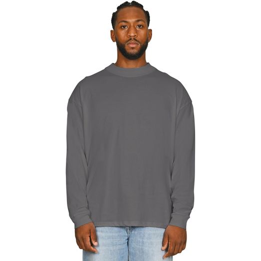 Casual Classics Ringspun Combed 180 Oversize Extended Neck Long Sleeve T-Shirt - Charcoal