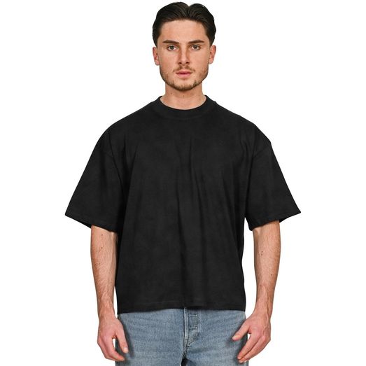 Casual Classics Ringspun Combed 220 Acid Wash Boxy Oversize Extended Neck T-Shirt - Acid Black
