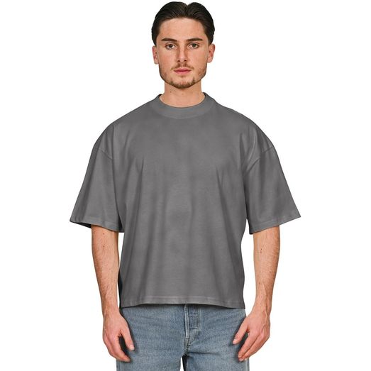 Casual Classics Ringspun Combed 220 Acid Wash Boxy Oversize Extended Neck T-Shirt - Acid Charcoal