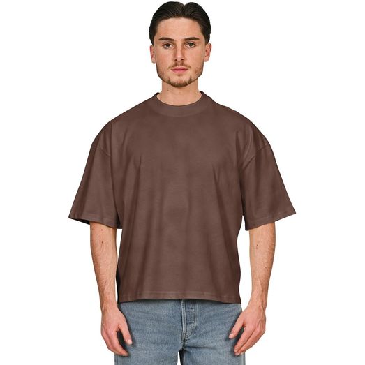 Casual Classics Ringspun Combed 220 Acid Wash Boxy Oversize Extended Neck T-Shirt - Acid Chocolate