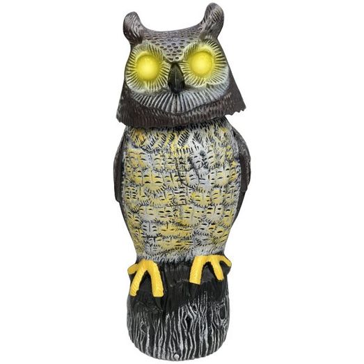 Portek Solar Powered Realistic Owl Visual Bird Scarer