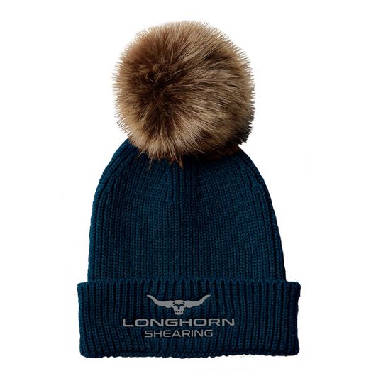 Longhorn Shearing Bobble Hat Navy Blue
