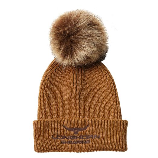Longhorn Shearing Bobble Hat Biscuit Brown