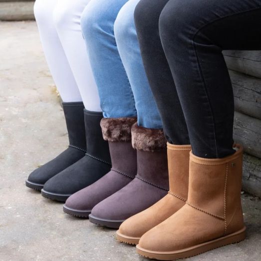 Hy Equestrian Chisworth Waterproof Fleece Boot with Faux Fur - Grey