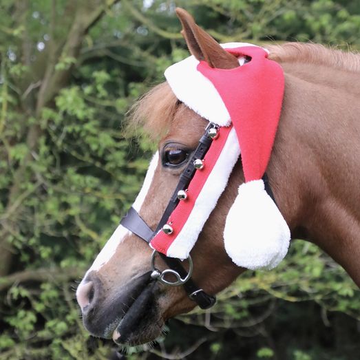 Hy Equestrian Christmas Santa Bridle Set (Set of 3) - Red/White