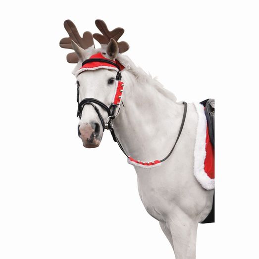 Hy Equestrian Christmas Santa Rein Sleeves (Set of 2) - Red/White