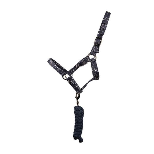 Hy Equestrian Elevate Allure Head Collar &amp; Lead Rope - Navy/Gun Metal Grey