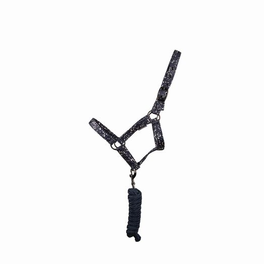 Hy Equestrian Elevate Allure Head Collar &amp; Lead Rope - Navy/Gun Metal Grey