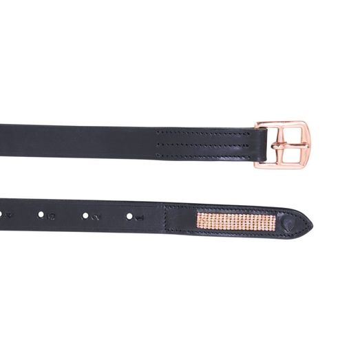 Hy Equestrian Rosciano Rose Gold Stirrup Leathers - Black/Rose Gold