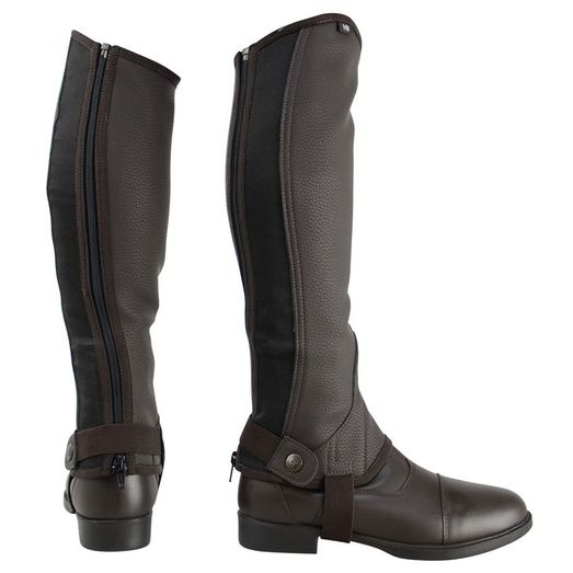 Hy Equestrian Synthetic Combi Leather Chaps - Brown