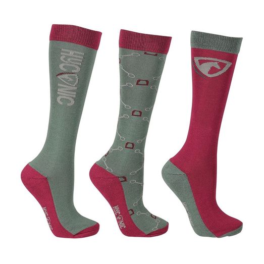 HyCONIC Pattern Socks by Hy Equestrian (Pack of 3) - Purple/Green