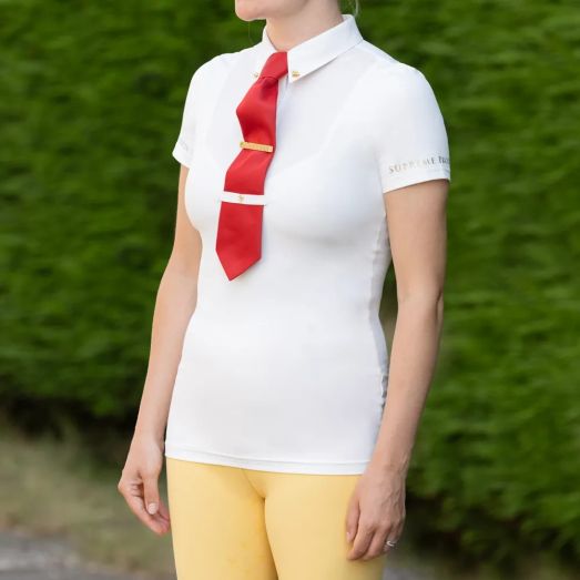 Supreme Products Short Sleeve Champion Show Rider Competition Shirt with Zip - Cream/Cream