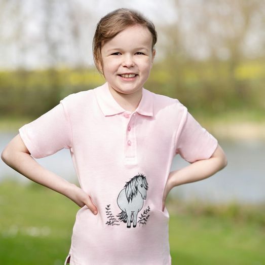 British Country Collection Bracken Pony Childrens Polo Shirt - Baby Pink