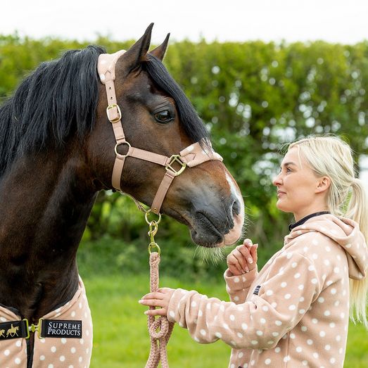 Supreme Products Dotty Fleece Head Collar &amp; Lead Rope - Luxurious Latte - Cob