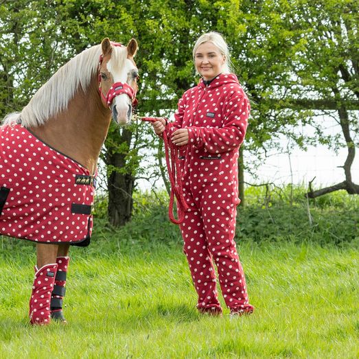 Supreme Products Child's Dotty Fleece Onesie - Rich Raspberry - X Large