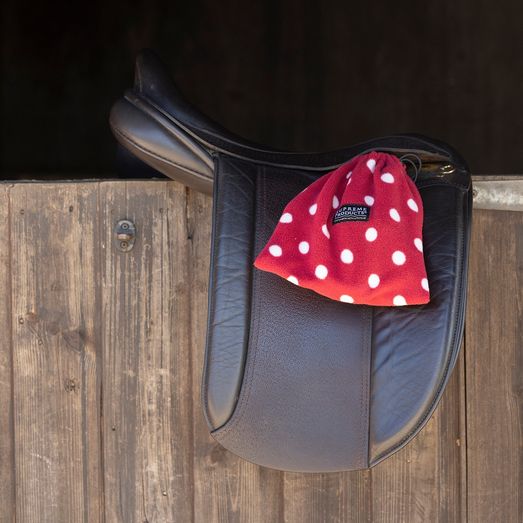 Supreme Products Dotty Fleece Stirrup Covers - Rich Raspberry - One Size