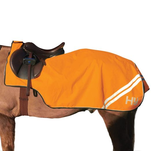 Reflector Fleece Exercise Sheet by Hy Equestrian - Orange