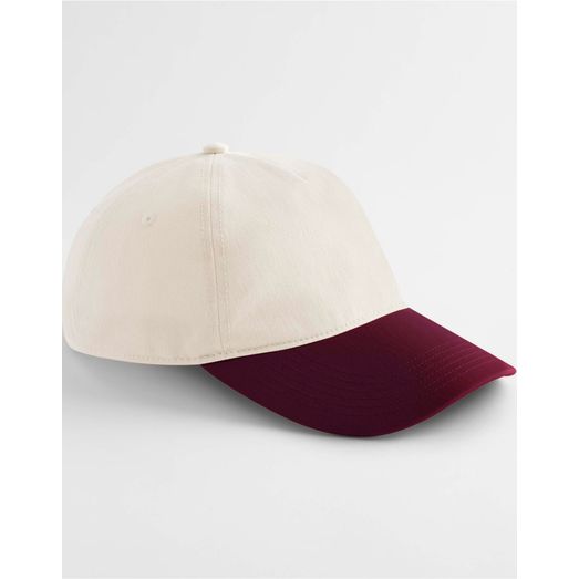 Beechfield Contrast Peak Leisure Cap Natural/Burgundy