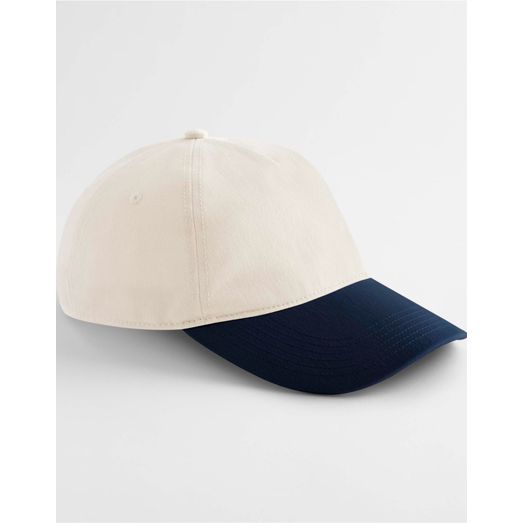 Beechfield Contrast Peak Leisure Cap Natural/French Navy
