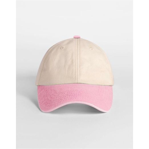 Beechfield Contrast Peak Low Profile Vintage Cap Natural/Vintage Dusky Pink