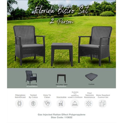 Professional Florida Anthracite Bistro Set