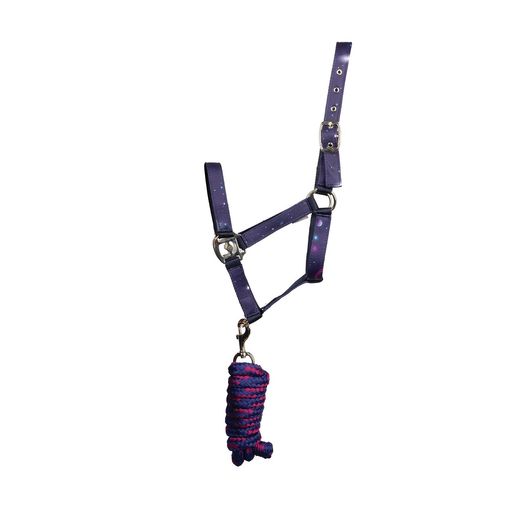 Hy Equestrian Out of this World Head Collar &amp; Lead Rope - NAVY/MAGENTA