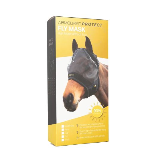 Hy Equestrian Armoured Protect Half Fly Mask without Ears - Black