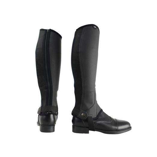 Hy Equestrian Children's Synthetic Combi Leather Chaps - Black - Child Medium