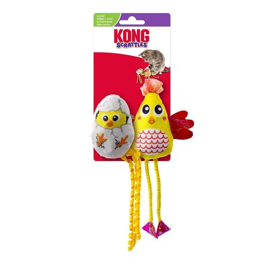 Kong Cat Scrattles Chicken Cat Toy Yellow
