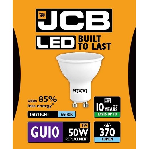 JCB GU10 5W LED Bulb – Warm White 3000K, 345 Lumens (Non-Dimmable)