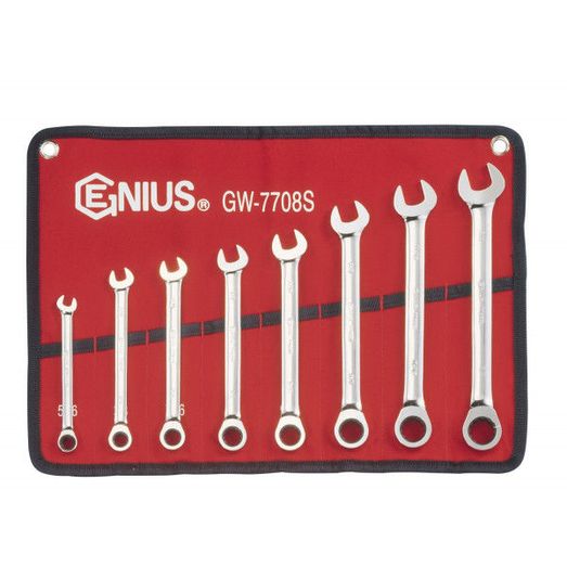Genius Tools Imperial Combination Ratchet Spanner Set