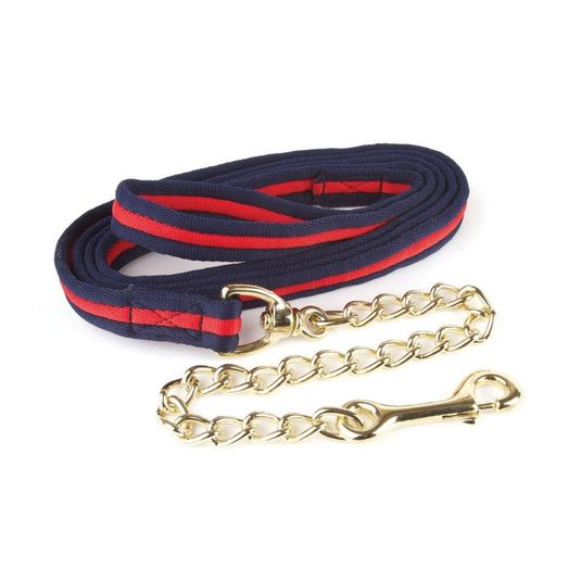 Hy Equestrian Soft Webbing Lead Rein With Chain Navy/Red