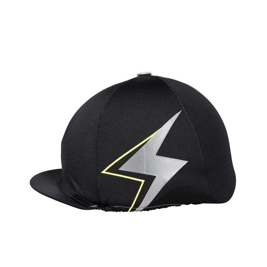 Silva Flash Reflective Hat Silk by Hy Equestrian - Black/Reflective Silver/Yellow