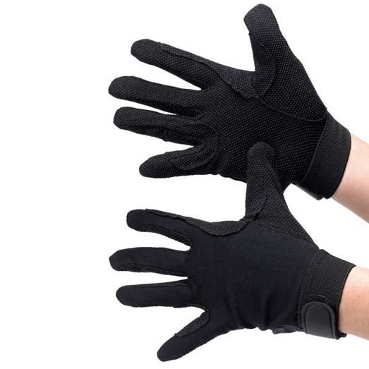 Hy Equestrian Cotton Pimple Palm Gloves Black