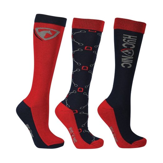 Hyconic Pattern Socks By Hy Equestrian Adult Navy/Wine