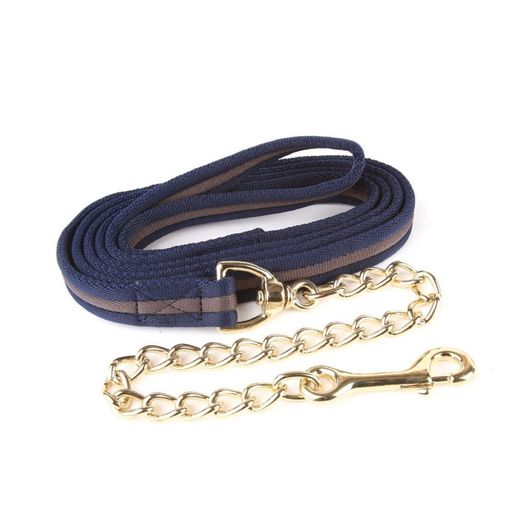 Hy Equestrian Soft Webbing Lead Rein With Chain Navy/Grey