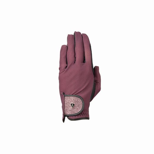 Elevate Glitter Flex Meshriding Gloves By Hy Equestrian Wine