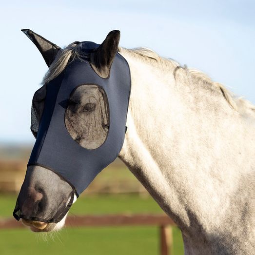 Hy Equestrian Lycra Flex Flymask With Nose Navy
