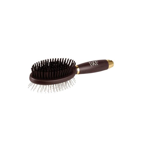 Benji &amp; Flo Gel Handle Double Sided Grooming Brush Brown/Gld Brown/Gold